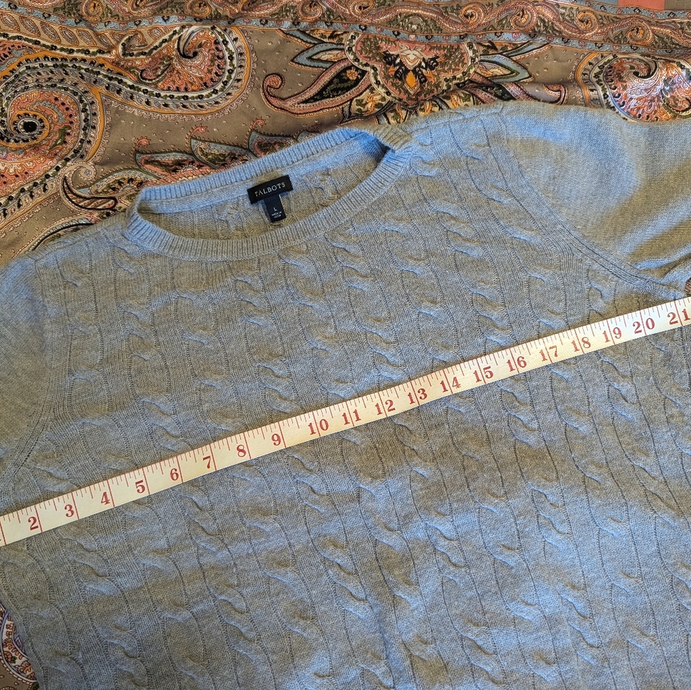 Talbots Gray Cable Knit Sweater - Picture 2 of 10